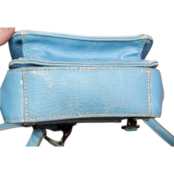 Anna Sui Cat Face Mini Leather Backpack Purse Blue Distressed Jean Bag Cute Ears - Picture 10 of 16